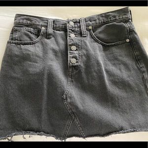 Rigid Denim A-Line Mini Skirt in Lunar Wash: Button-Front Edition 28